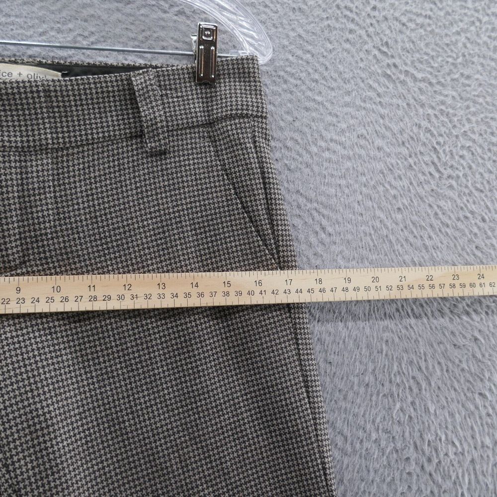 Alice Olivia Womens Wide Leg Wool Trouser Pants 2 Beige Brown Houndstooth Career - Picture 8 of 13